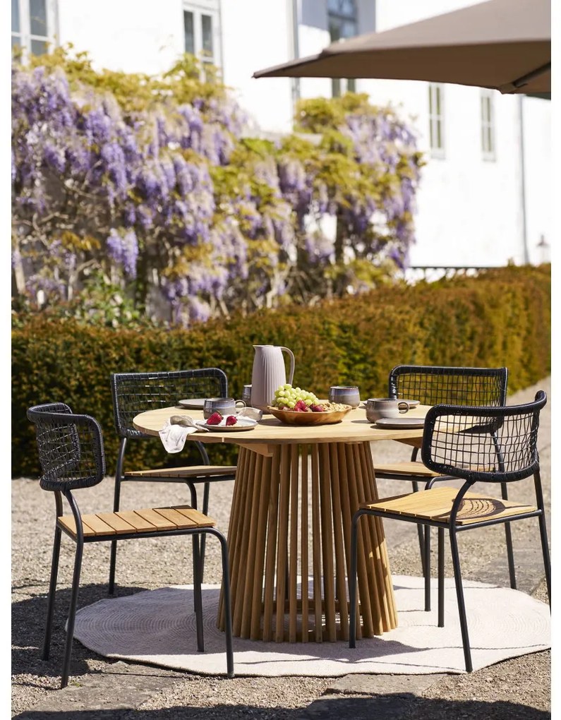 Nashville étkezőszék, teakfa, fekete kötél, fekete