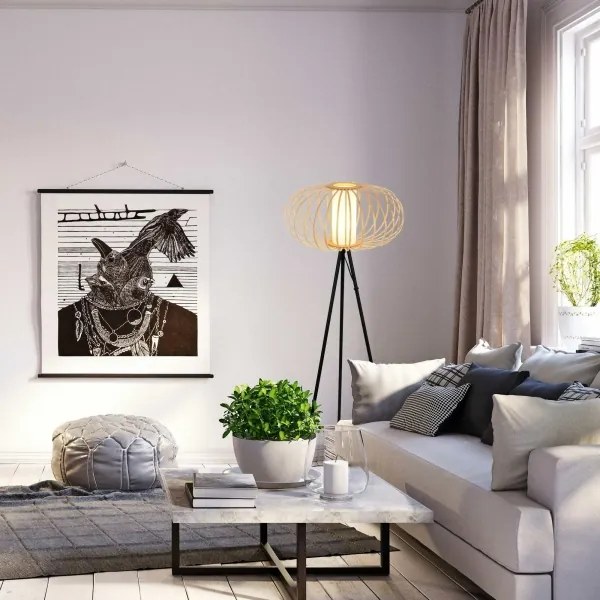 Briloner 1759011 - Állólámpa 1xE27/10W/230V bambusz/fekete