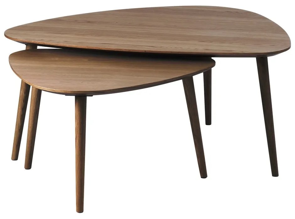 Barna dohányzóasztal szett tölgyfa dekorral 2 db-os 70x100 cm Adda – Unique Furniture