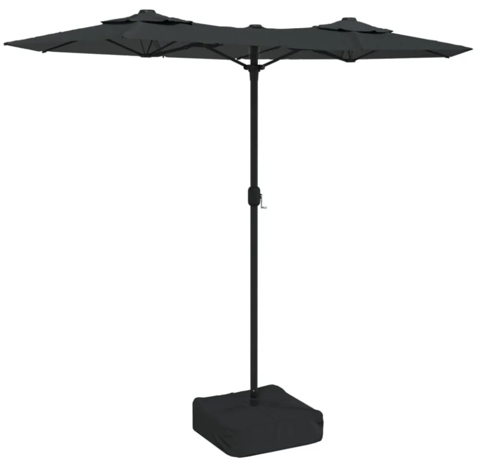 antracitszürke dupla tetős LED-es napernyő 316x240 cm