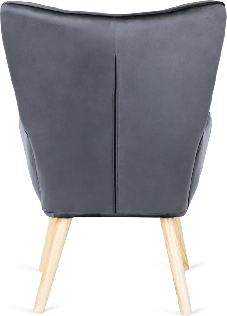 Pihenőfotel szürke színben, bársony kárpittal, lábtartóval LOZANO