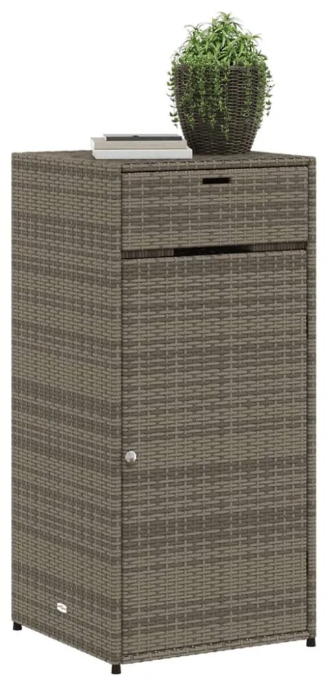 szürke polyrattan kerti tárolószekrény 55 x 55 x 111 cm