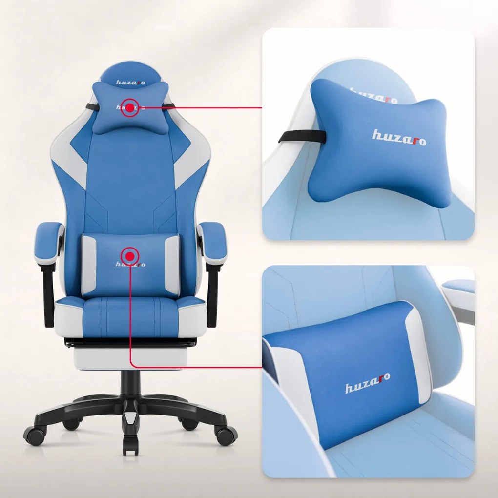 Gamer szék space 3.7 lábtartóval kék.