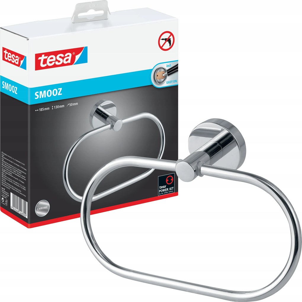 Fürdőszobai Törölközőtartó Öntapadós Tesa Smooz Kerek Fém