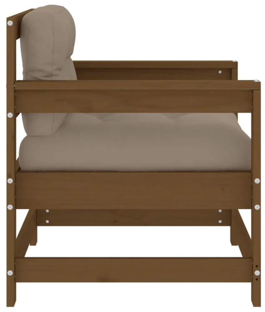 2 db mézbarna tömör fenyőfa kerti szék párnákkal