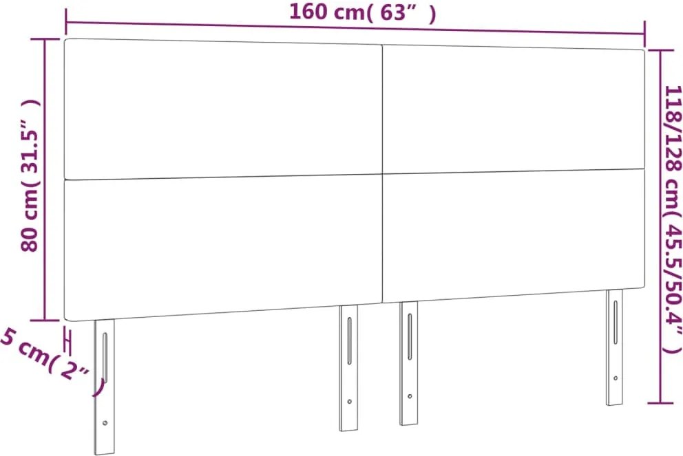 világosszürke szövet fejtámla 160x5x118/128 cm
