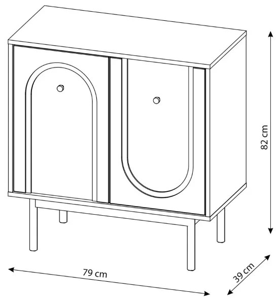 Komód Fekete Színben. MAZOMA 2D 79 cm.