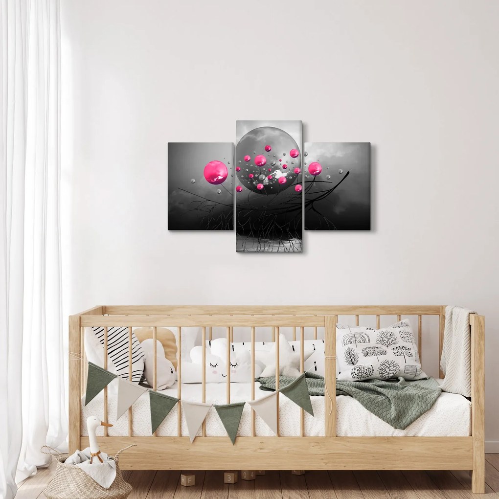 Rózsaszín absztrakt gömbök képe (90x60 cm)
