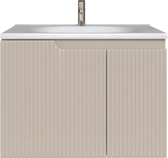 Piramida EURIDIKA fali fürdőszobabútor - műmárvány mosdóval -2 ajtós - PINO BÉZS - 75 x 48 x 53 cm