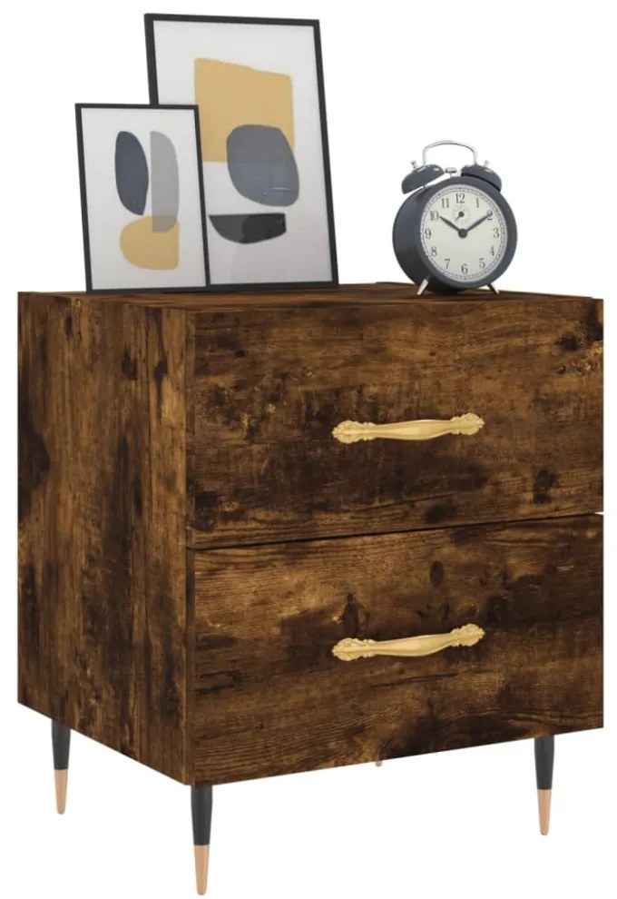 füstös tölgy színű szerelt fa éjjeliszekrény 40 x 35 x 47,5 cm