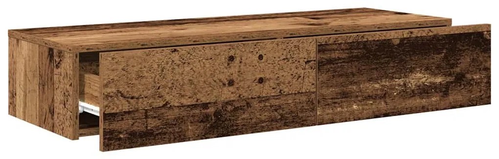 Falipolc fiókokkal régi fa 100x36x19 cm műszaki fa