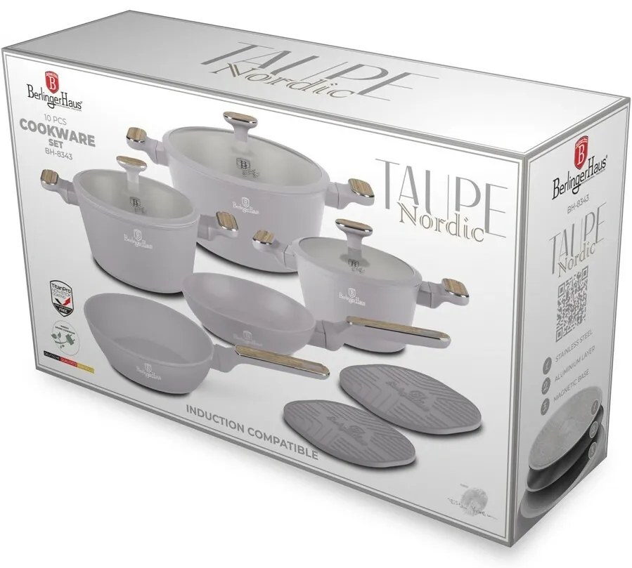 BerlingerHaus Taupe Nordic titánbevonatú edénykészlet, 10 db