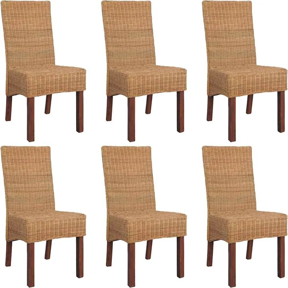 vidaXL 6 db barna természetes rattan étkezőszék