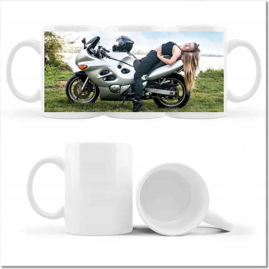 Bögre fényképpel Csinos lány a motoron