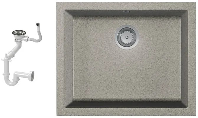 NERO H55-45S Gránit Mosogató + Szifon (szürke)