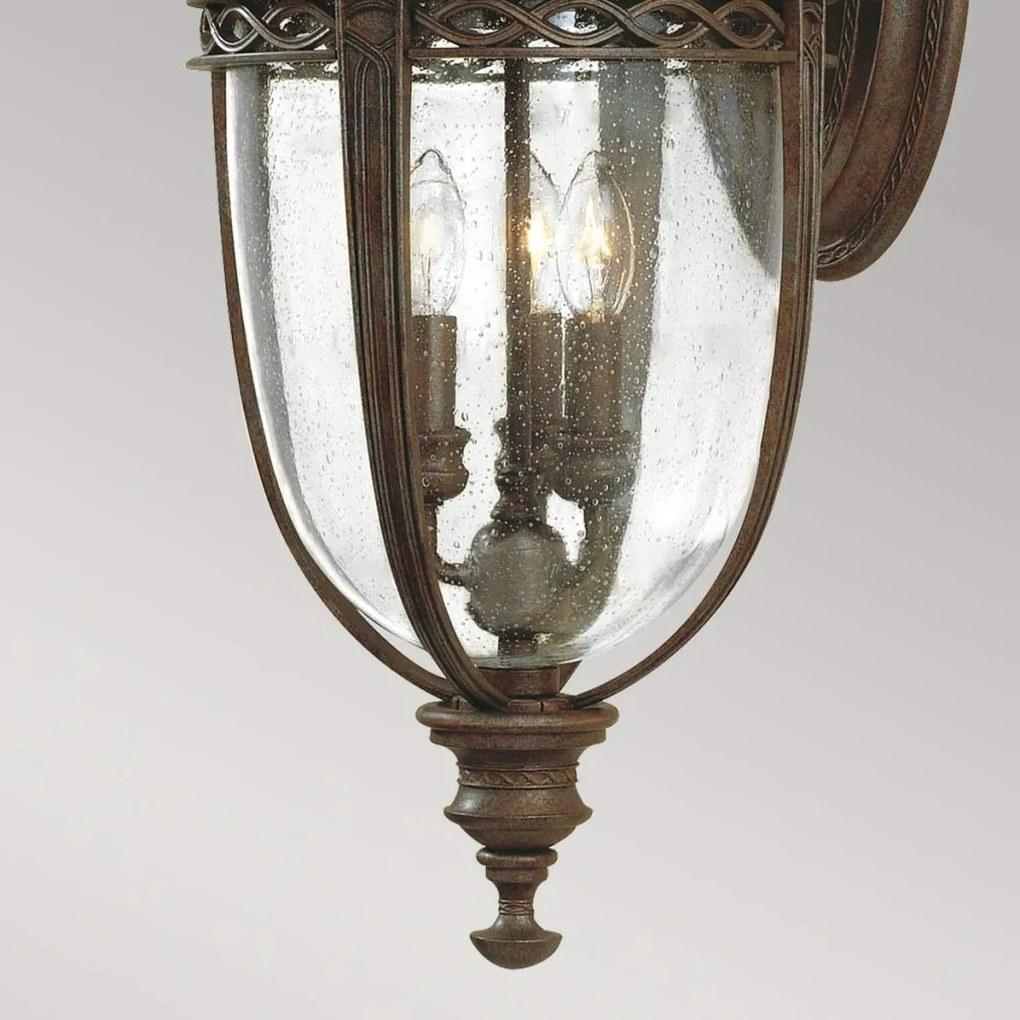 ELSTEAD FE-EB2-L-BRB ENGLISH BRIDLE Klasszikus Kültéri Fali Lámpa Antik Bronz, Átlátszó E14 IP44