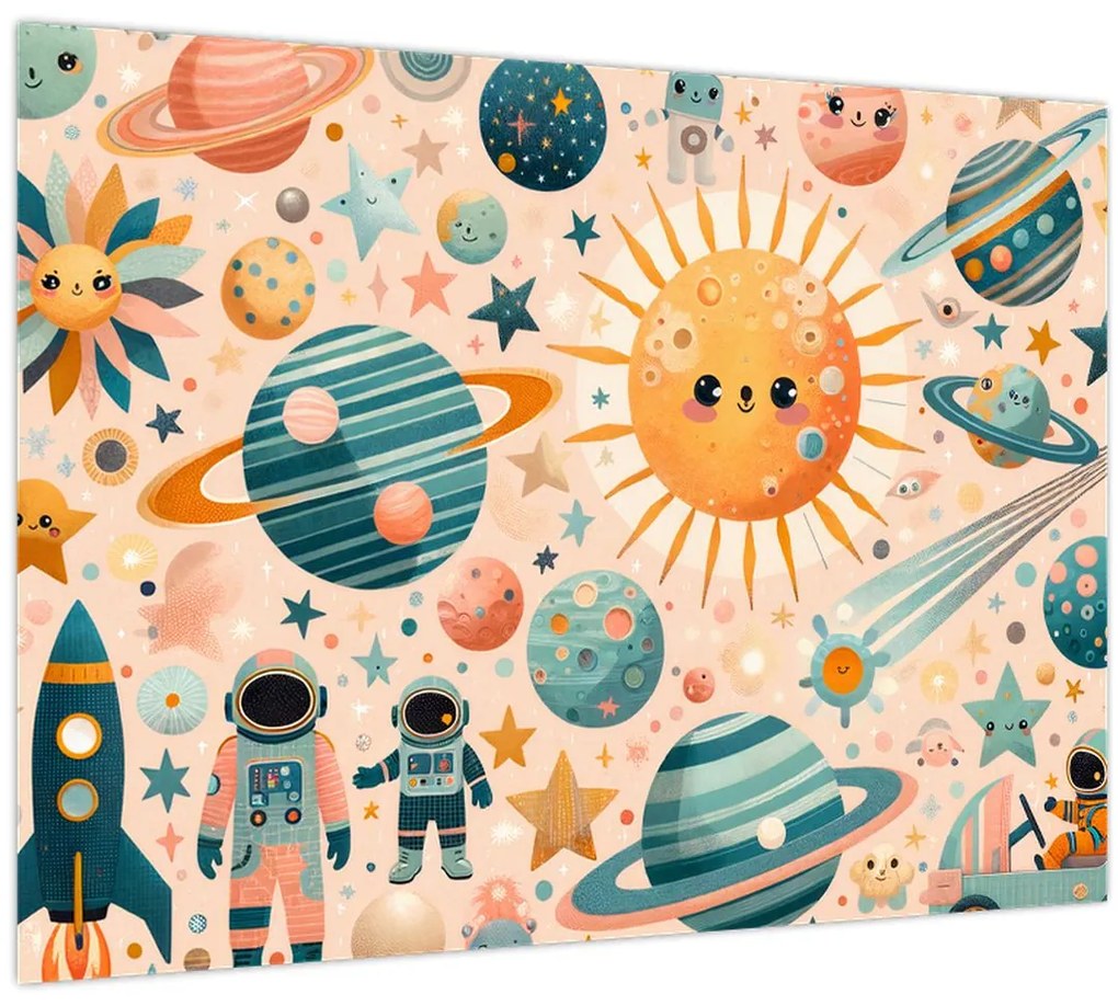 Üveg kép - Darabok az űrből (70x50 cm)