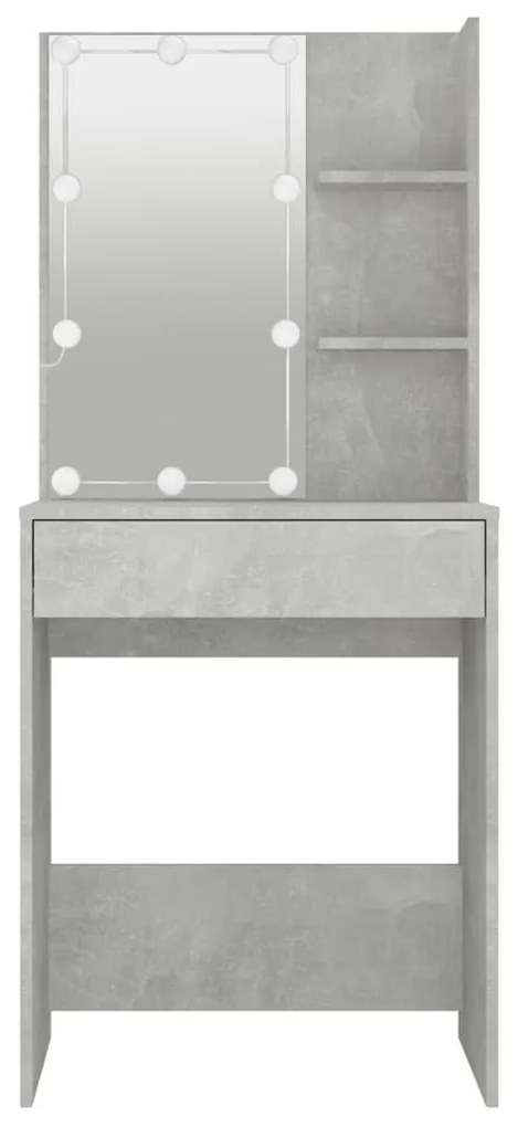 betonszürke fésülködőasztal LED-del 60x40x140 cm