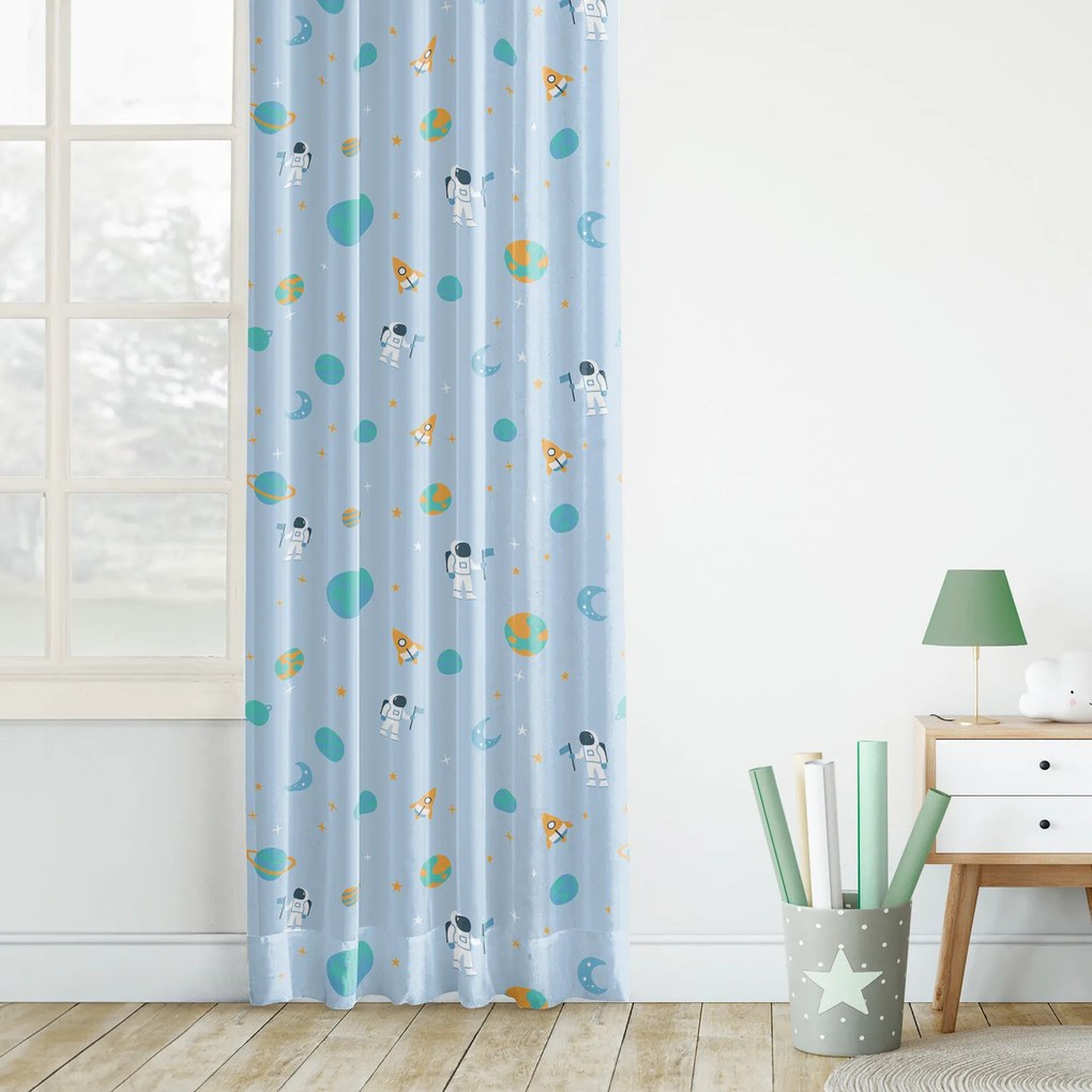 Goldea gyerek pamut függöny - űrhajósok az űrben 180x150 cm