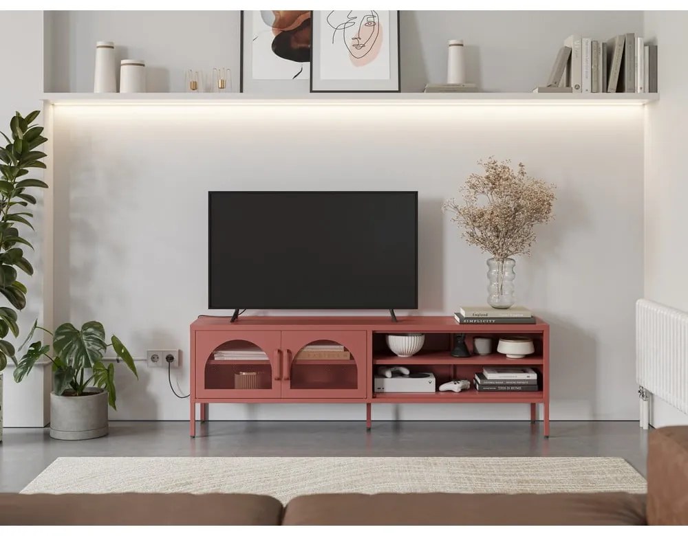 Téglavörös TV-állvány 160x50 cm Diora – Marckeric