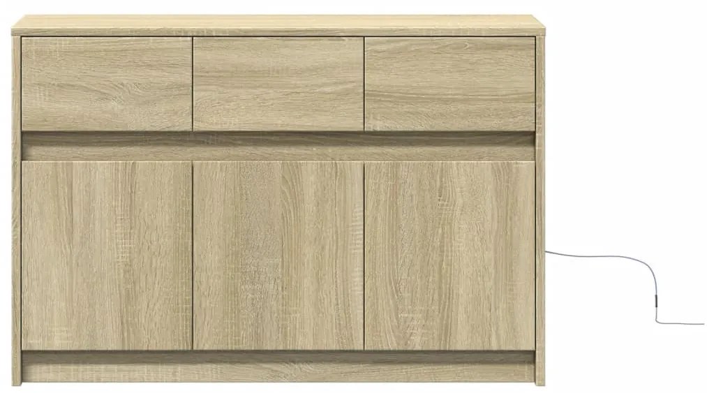 sonoma tölgy színű szerelt fa LED-es TV-szekrény 91x34x61 cm