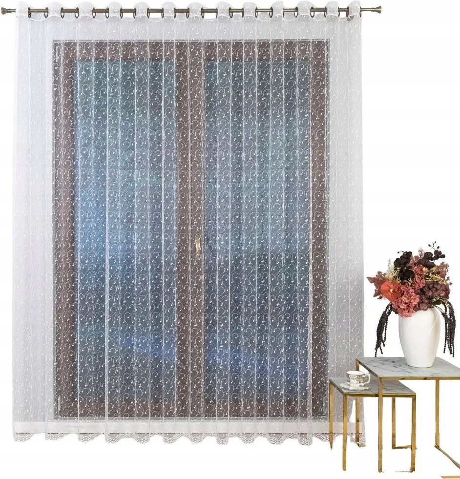 Hímzett napellenző függöny – virágmintás 250X235