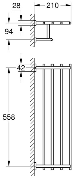 GROHE 40512001 - ESSENTIALS CUBE 600 mm többfunkciós törölközőtartó, fényes króm