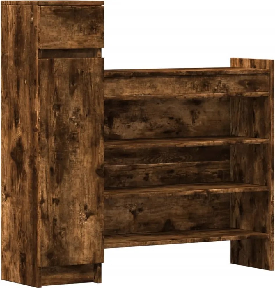 vidaXL füstös tölgy színű szerelt fa cipőszekrény 100,5 x 28 x 100 cm