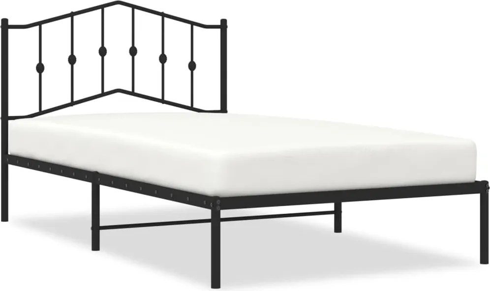 vidaXL fekete fém ágykeret fejtámlával 107 x 203 cm
