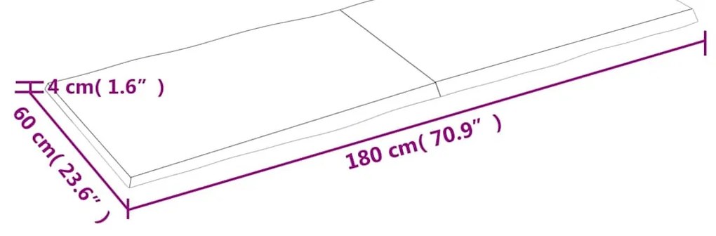 sötétbarna kezelt tömör asztallap 180x60x(2-4) cm