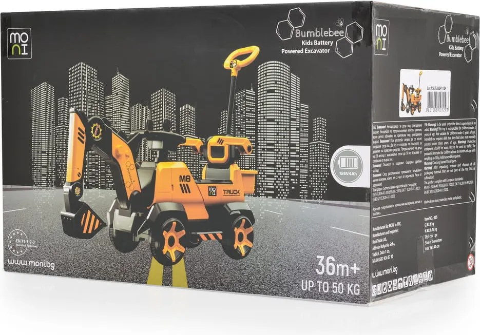 Moni BUMBLEBEE ráülős akkus vezethető kotrógép SÁRGA/FEKETE