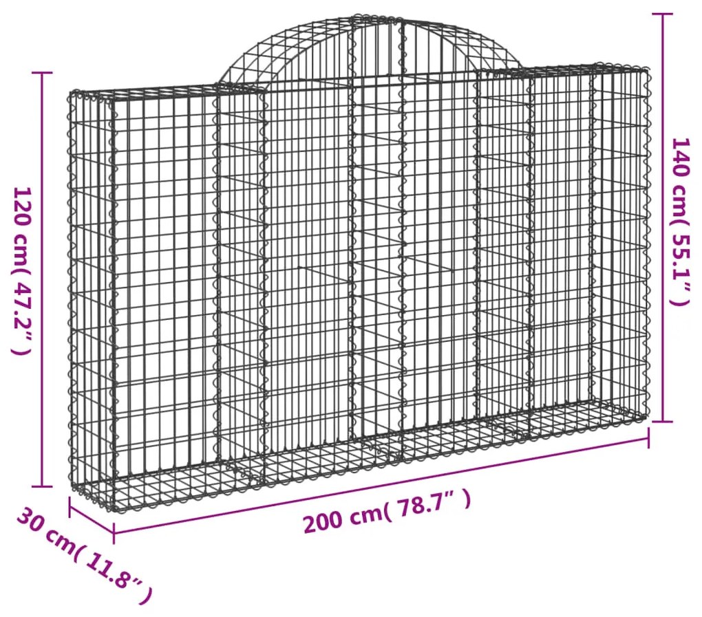 18 db íves horganyzott vas gabion kosár 200x30x120/140 cm
