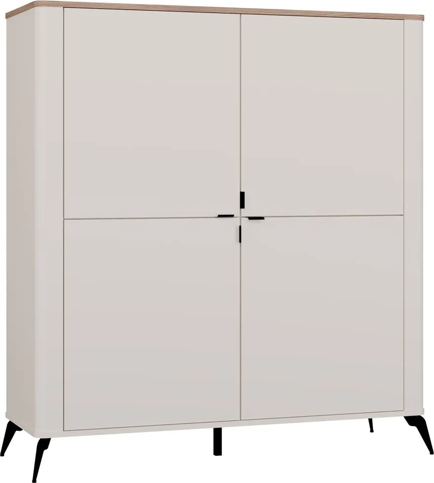 CORDOBA 4S komód 125x43x135 cm, kasmír, fekete lábakkal