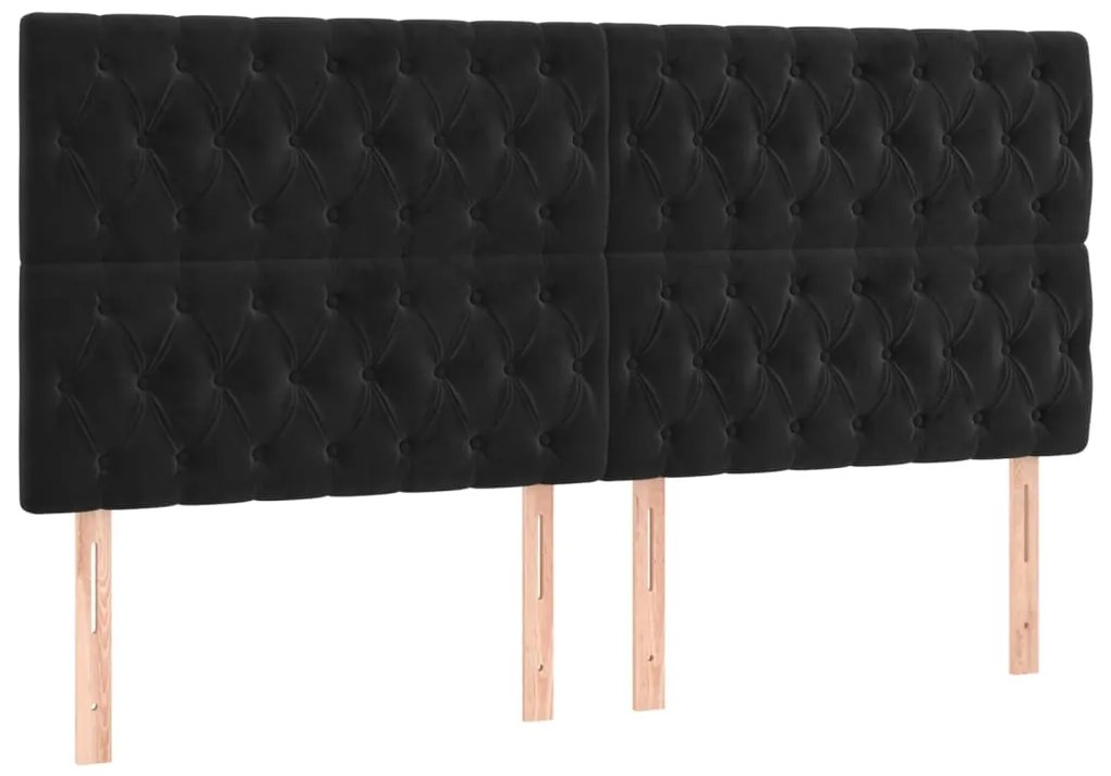 fekete bársony LED-es fejtámla 180x7x118/128 cm