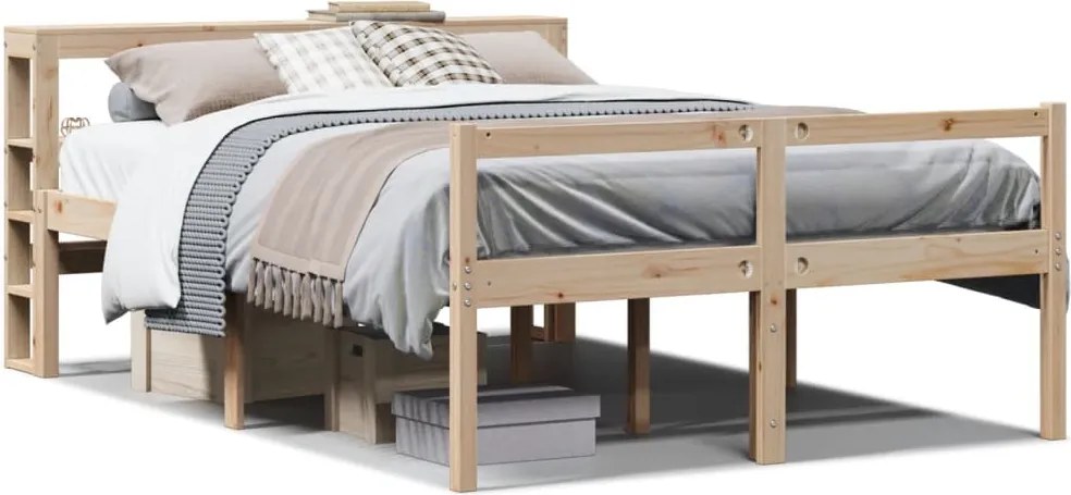 vidaXL tömör fenyőfa ágy időseknek fejtámlával 140 x 190 cm