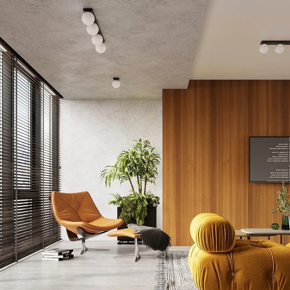 Fekete mennyezeti lámpa üveg búrával ø 12 cm Umerta – Sollux