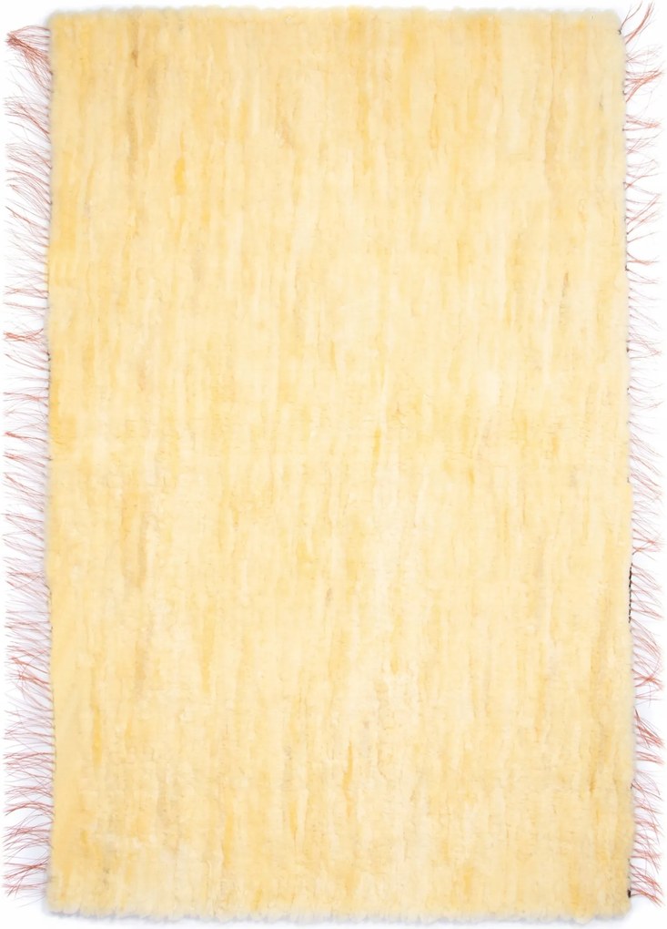 Gyapjú szőnyeg natúr sárga nappaliba 154x105cm