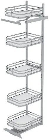 Konyhai fémrács, kamravasalás, 600mm, króm-fehér, részleges kihúzású, 5 kosár, nyíló ajtóhoz Infinity Plus 295