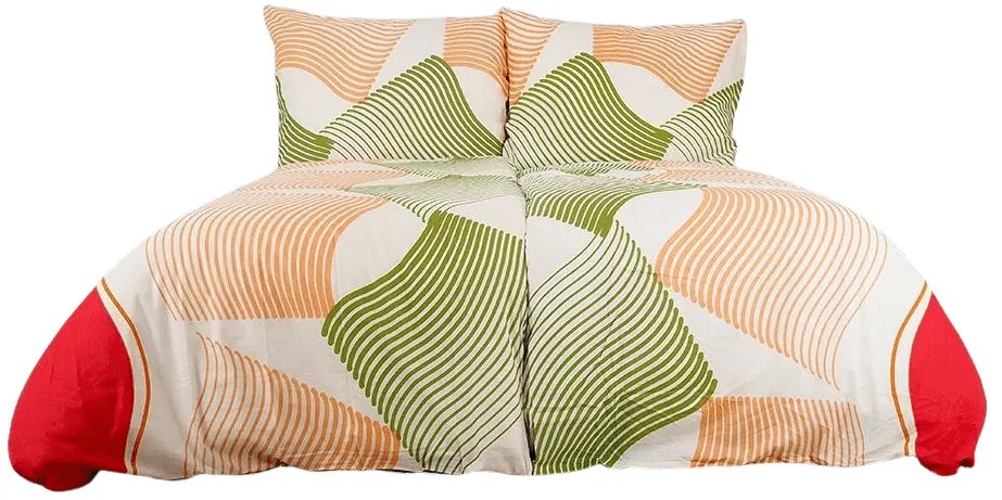 Pamut ágynemű UNILO narancs-zöld Ágyneműhuzat mérete: 70 x 90 cm | 140 x 200 cm