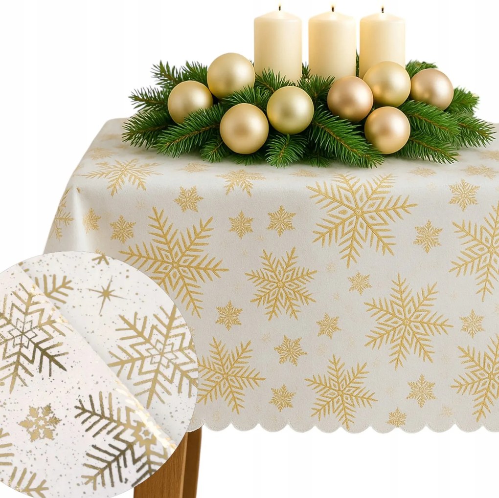 Abrosz Foltálló Karácsony 110x160 Vízálló Karácsonyi arany asztal