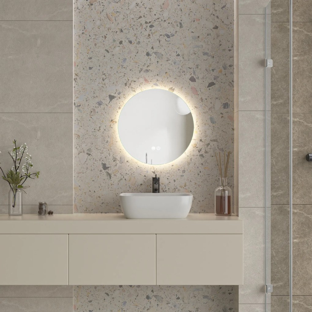 Erga Sofia, kerek LED tükör 50cm páramentes fűtőbetéttel, ERG-V01-207-5050
