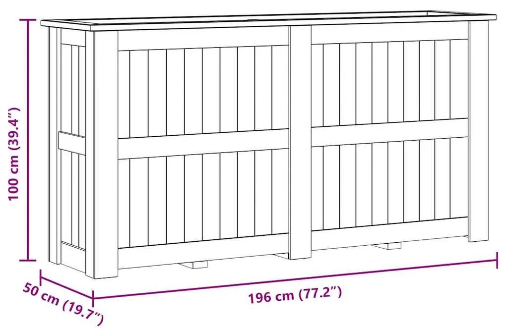 impregnált fenyőfa magaságyás 196 x 50 x 100 cm