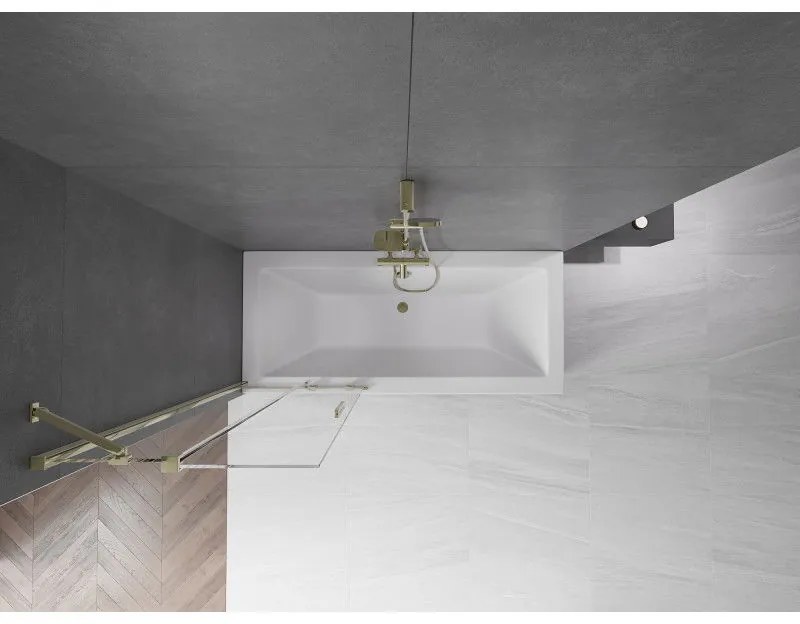 Mexen Velar, 2 szárnyas eltolható kádparaván 70 x 150 cm, 8mm átlátszó üveg, arany fényes profil, 896-070-000-01-50