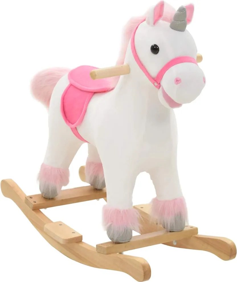 vidaXL fehér és rózsaszín plüss unikornis 65 x 32 x 58 cm