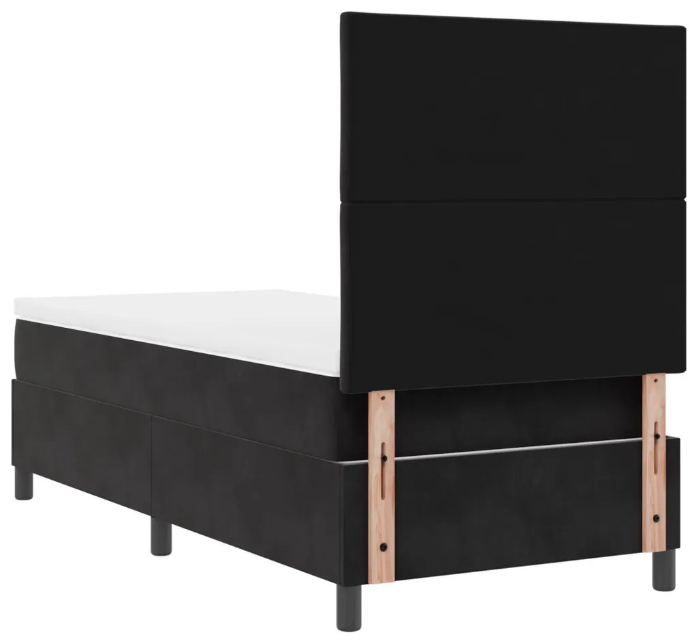Boxspring Ágy Matraccal és LED Fekete 90x190 cm Bársonyos