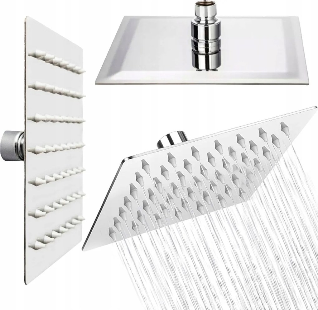 Acél Zuhanyfej Ezüst Vékony Négyzet Alakú Anti-calc 15 CM