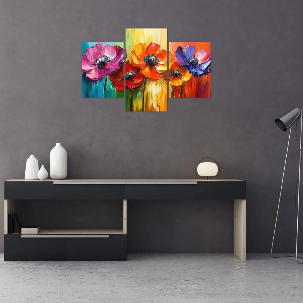Kép - Öt színes virág (90x60 cm)