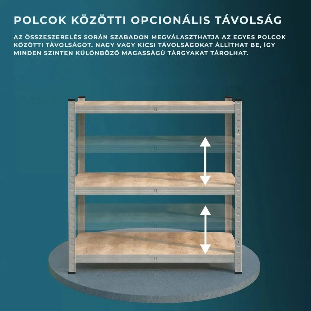 TYRE abroncstároló polc, 120x40x180cm, max 795kg, ezüst/világosbarna Jurhan