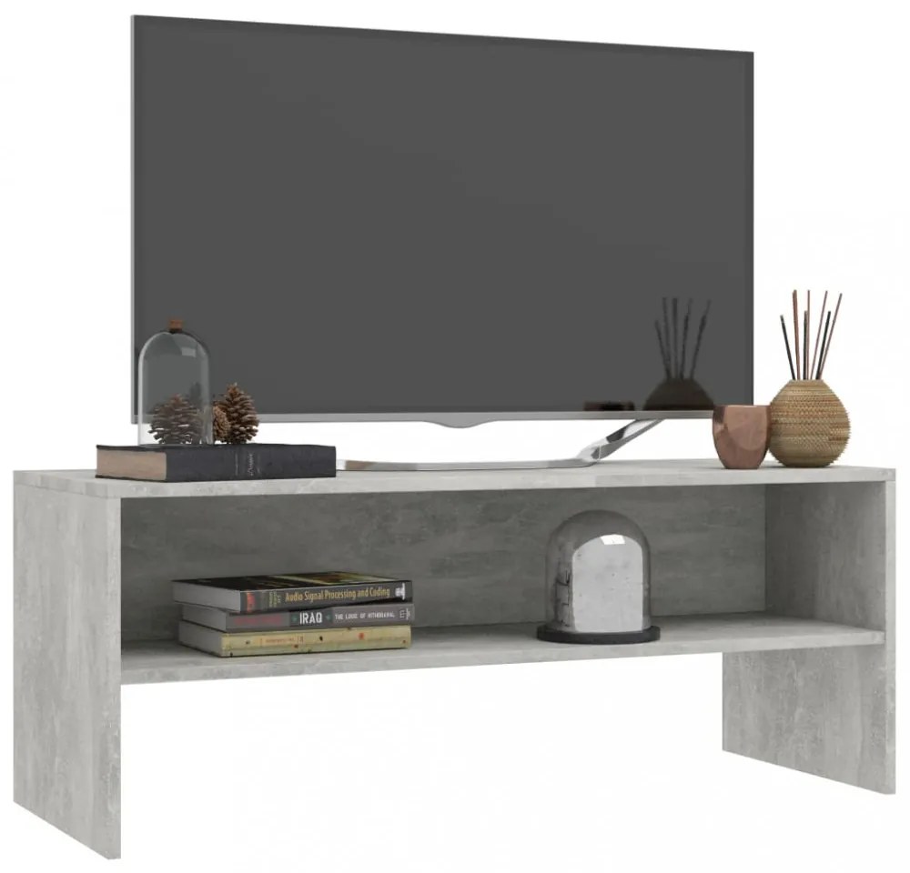 betonszürke szerelt fa TV-szekrény 100 x 40 x 40 cm