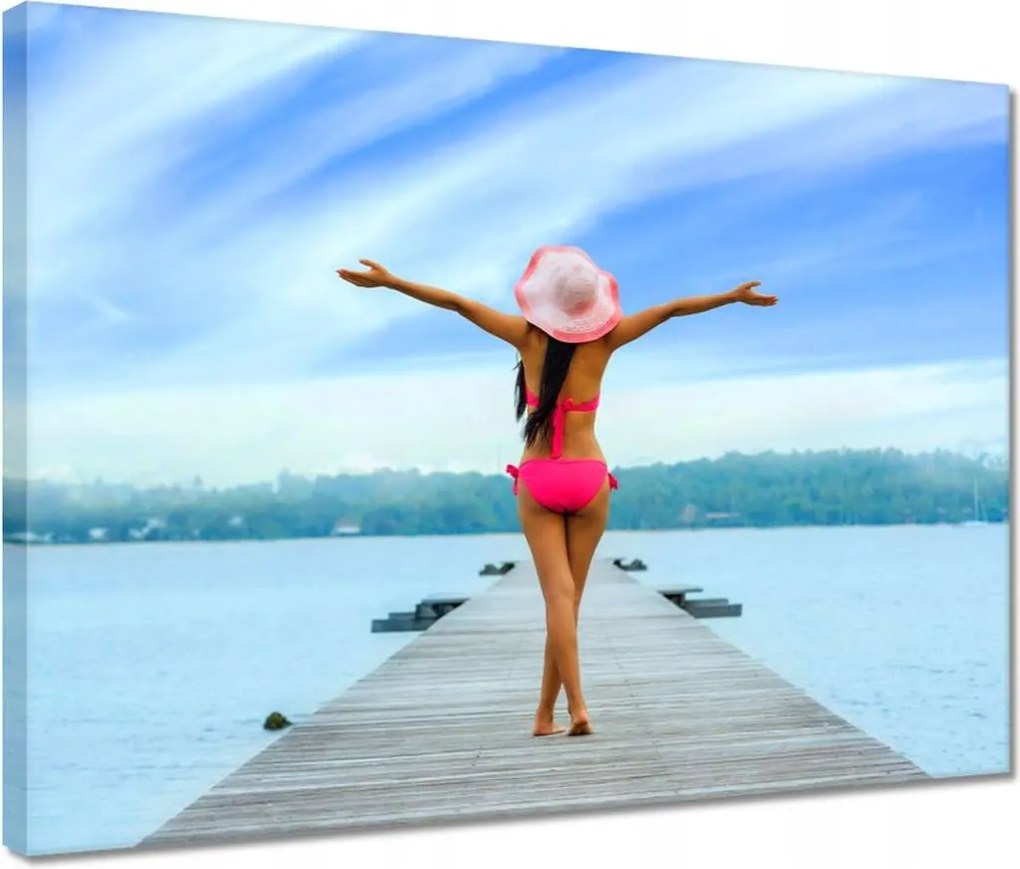 Vászonkép 40x30 Hölgy a mólón